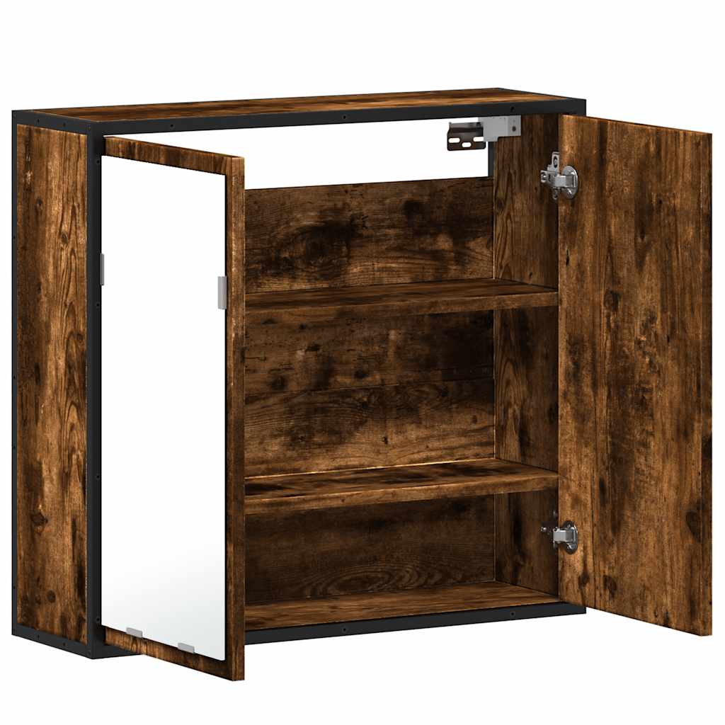 Badkamerspiegelkast 65x20x60 cm bewerkt hout gerookt eikenkleur is nu te koop bij PeponiXL, paradijselijk wonen!
