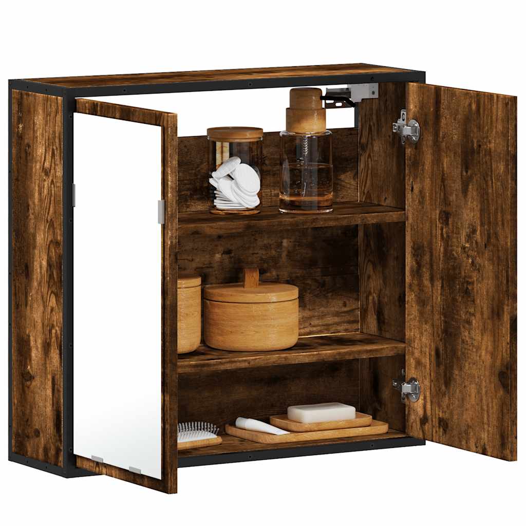 Badkamerspiegelkast 65x20x60 cm bewerkt hout gerookt eikenkleur is nu te koop bij PeponiXL, paradijselijk wonen!