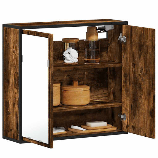 Badkamerspiegelkast 65x20x60 cm bewerkt hout gerookt eikenkleur is nu te koop bij PeponiXL, paradijselijk wonen!