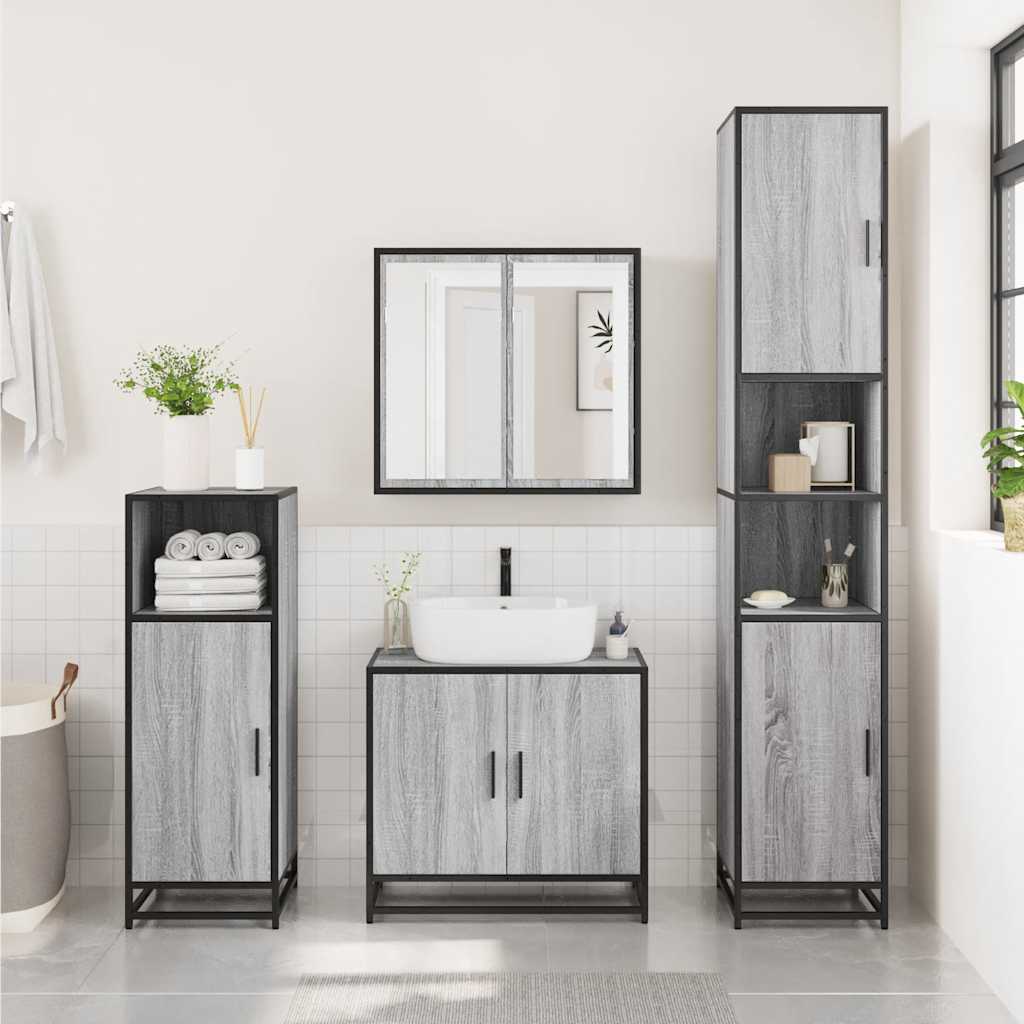 Badkamerspiegelkast 65x20x60 cm bewerkt hout grijs sonoma eiken is nu te koop bij PeponiXL, paradijselijk wonen!