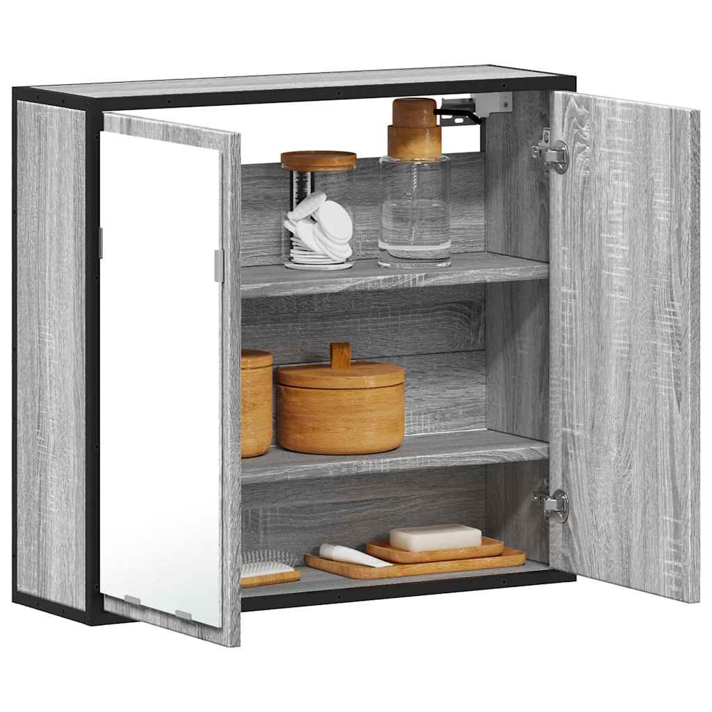 Badkamerspiegelkast 65x20x60 cm bewerkt hout grijs sonoma eiken is nu te koop bij PeponiXL, paradijselijk wonen!