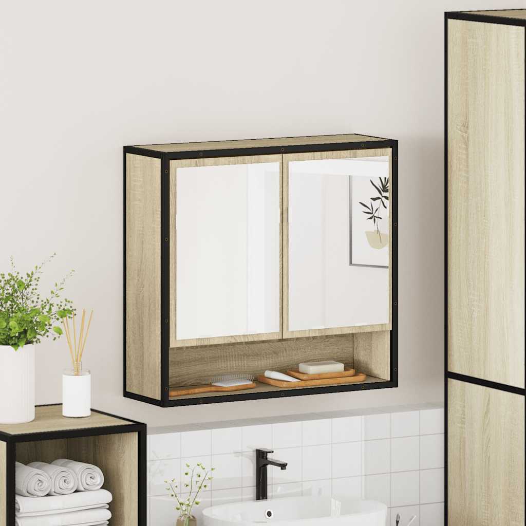 Badkamerspiegelkast Sonoma eiken 65x20x60 cm bewerkt hout is nu te koop bij PeponiXL, paradijselijk wonen!