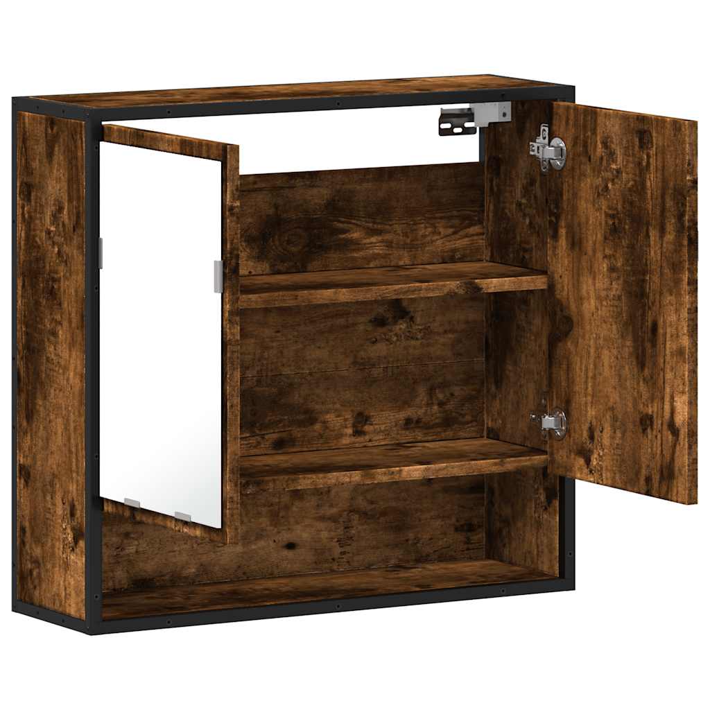 Badkamerspiegelkast 65x20x60 cm bewerkt hout gerookt eikenkleur is nu te koop bij PeponiXL, paradijselijk wonen!