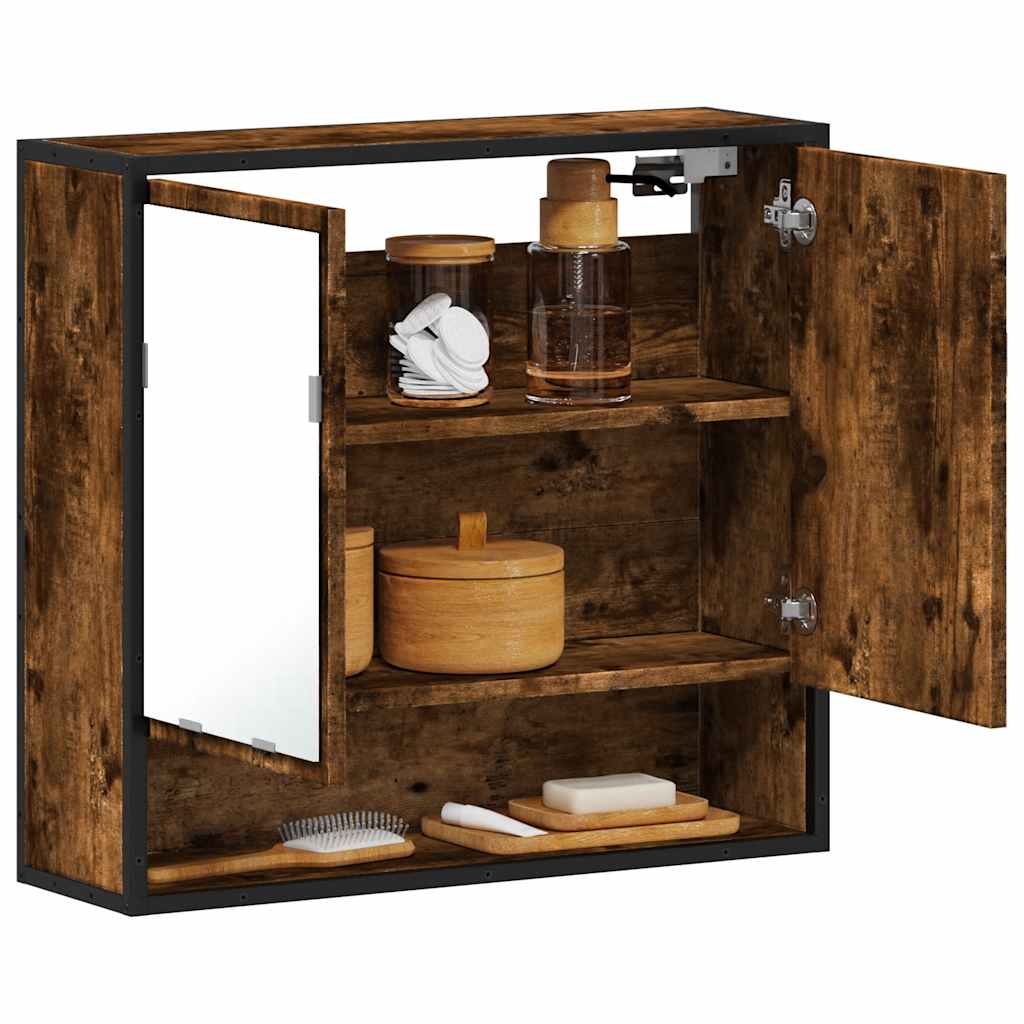 Badkamerspiegelkast 65x20x60 cm bewerkt hout gerookt eikenkleur is nu te koop bij PeponiXL, paradijselijk wonen!