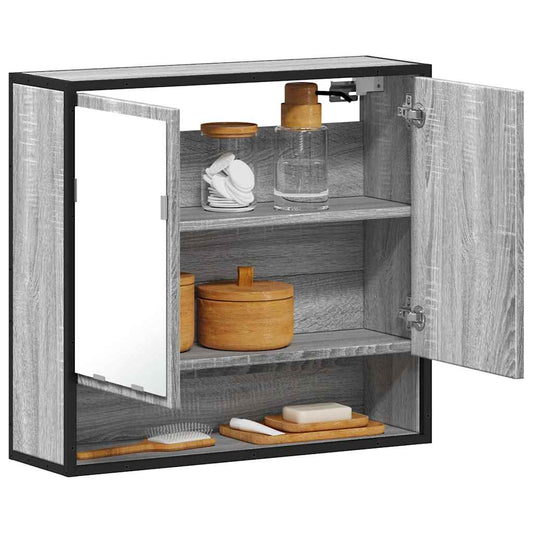 Badkamerspiegelkast 65x20x60 cm bewerkt hout grijs sonoma eiken is nu te koop bij PeponiXL, paradijselijk wonen!
