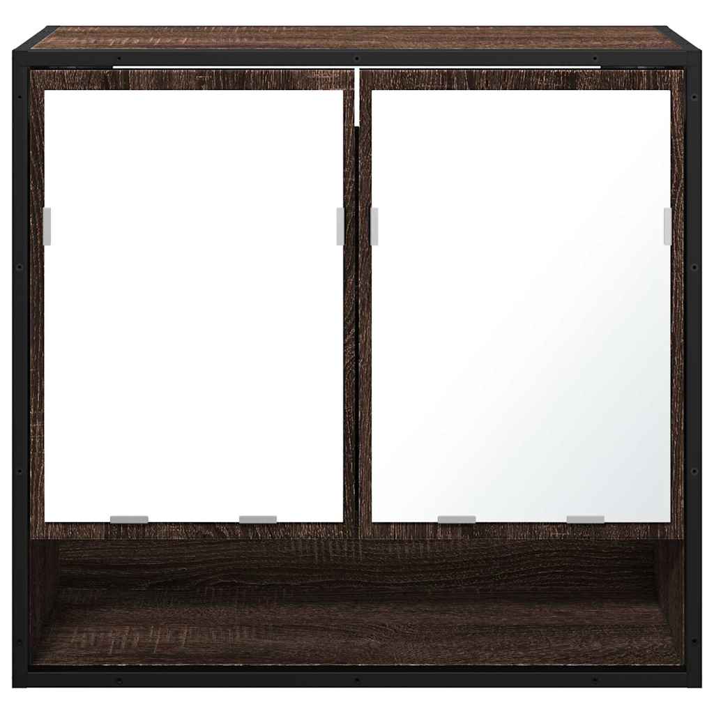 Badkamerspiegelkast 65x20x60 cm bewerkt hout bruin eikenkleurig is nu te koop bij PeponiXL, paradijselijk wonen!