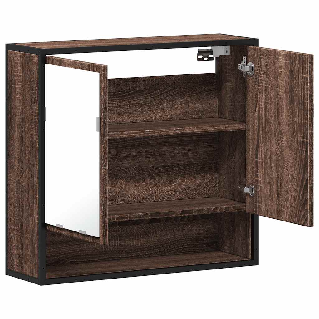 Badkamerspiegelkast 65x20x60 cm bewerkt hout bruin eikenkleurig is nu te koop bij PeponiXL, paradijselijk wonen!