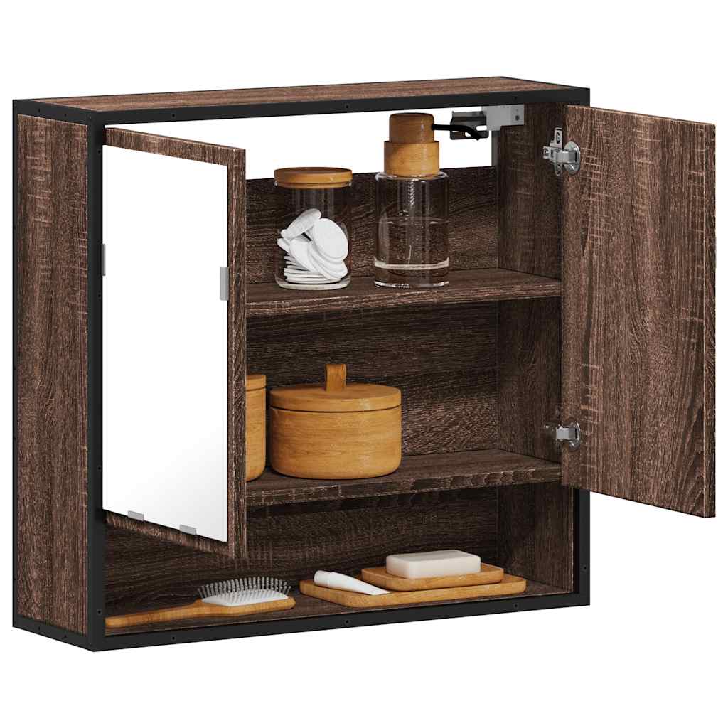 Badkamerspiegelkast 65x20x60 cm bewerkt hout bruin eikenkleurig is nu te koop bij PeponiXL, paradijselijk wonen!