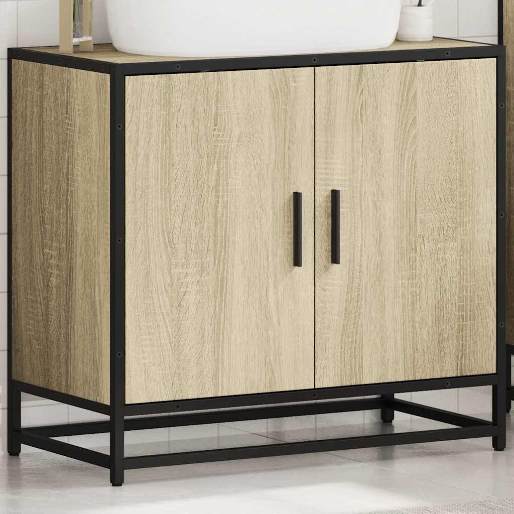 Wastafelkast Sonoma eiken 65x33x60 cm bewerkt hout is nu te koop bij PeponiXL, paradijselijk wonen!