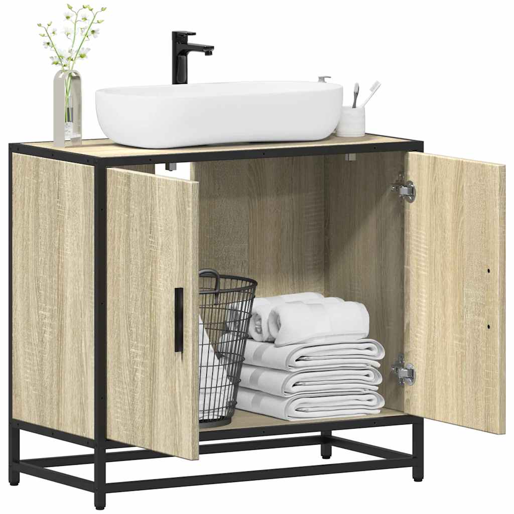 Wastafelkast Sonoma eiken 65x33x60 cm bewerkt hout is nu te koop bij PeponiXL, paradijselijk wonen!