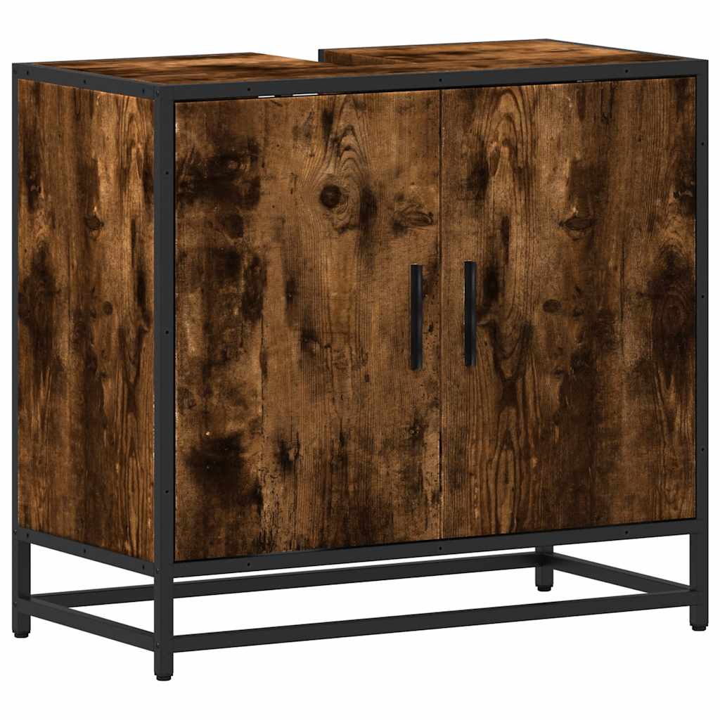Wastafelkast 65x33x60 cm bewerkt hout gerookt eikenkleurig is nu te koop bij PeponiXL, paradijselijk wonen!