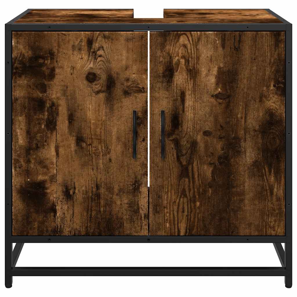 Wastafelkast 65x33x60 cm bewerkt hout gerookt eikenkleurig is nu te koop bij PeponiXL, paradijselijk wonen!