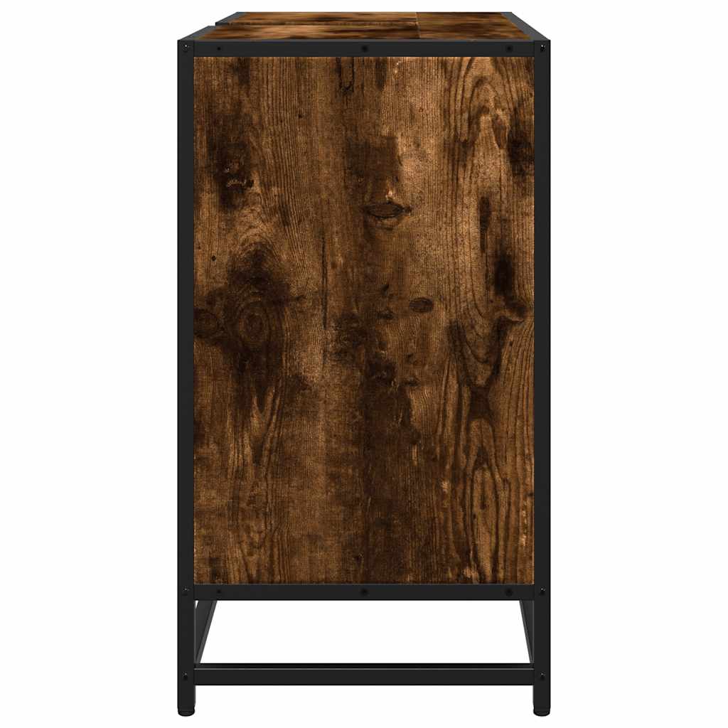 Wastafelkast 65x33x60 cm bewerkt hout gerookt eikenkleurig is nu te koop bij PeponiXL, paradijselijk wonen!