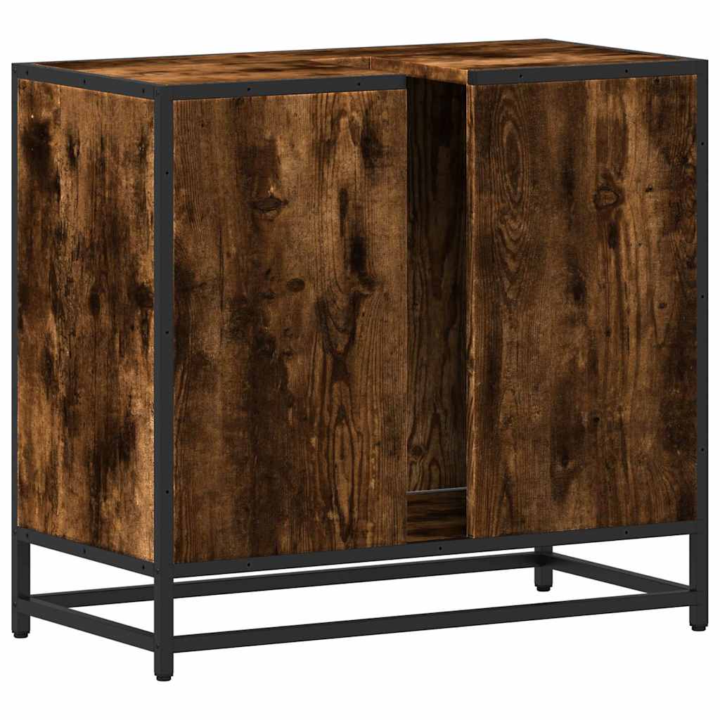 Wastafelkast 65x33x60 cm bewerkt hout gerookt eikenkleurig is nu te koop bij PeponiXL, paradijselijk wonen!
