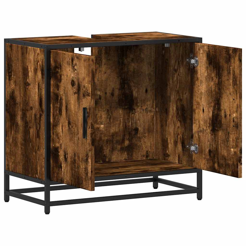 Wastafelkast 65x33x60 cm bewerkt hout gerookt eikenkleurig is nu te koop bij PeponiXL, paradijselijk wonen!