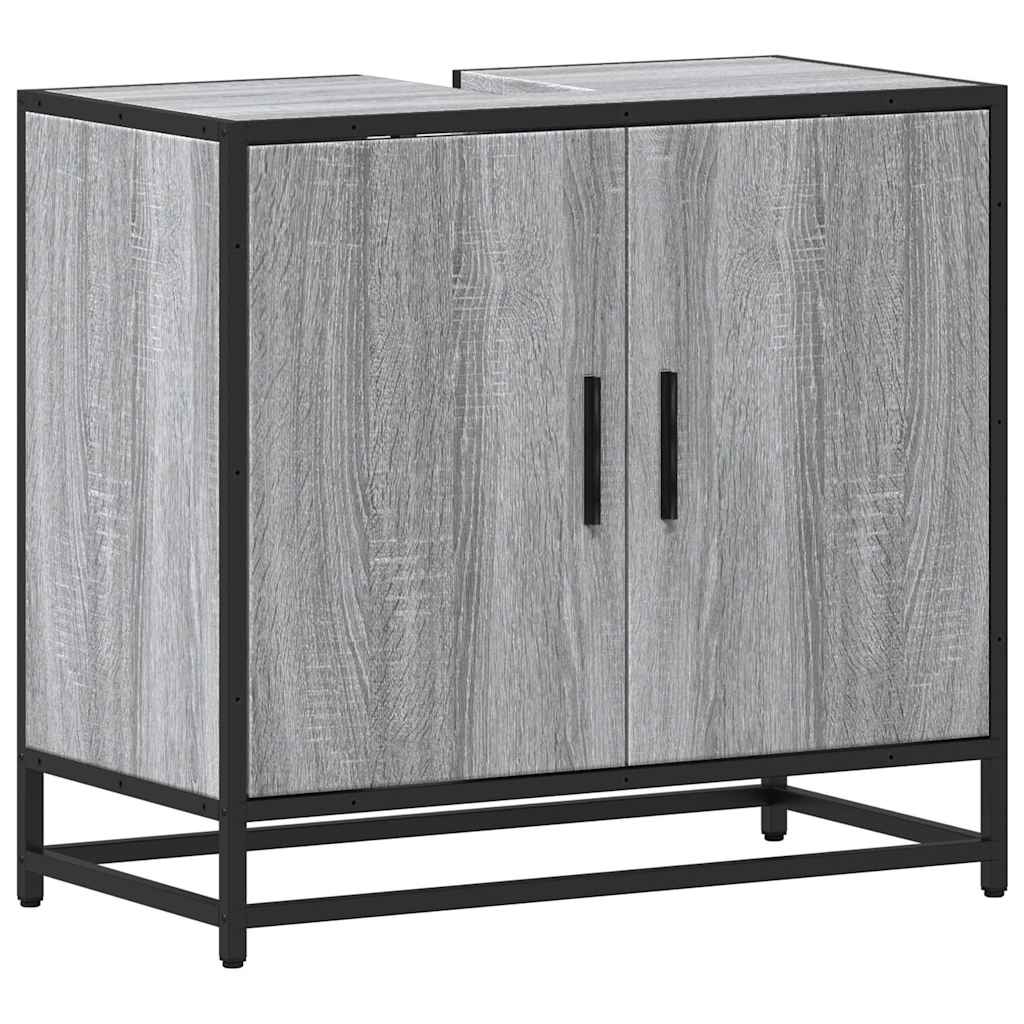 Wastafelkast 65x33x60 cm bewerkt hout grijs sonoma eikenkleurig is nu te koop bij PeponiXL, paradijselijk wonen!