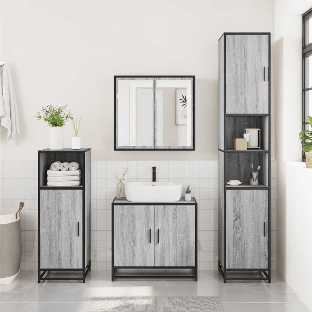 Wastafelkast 65x33x60 cm bewerkt hout grijs sonoma eikenkleurig is nu te koop bij PeponiXL, paradijselijk wonen!