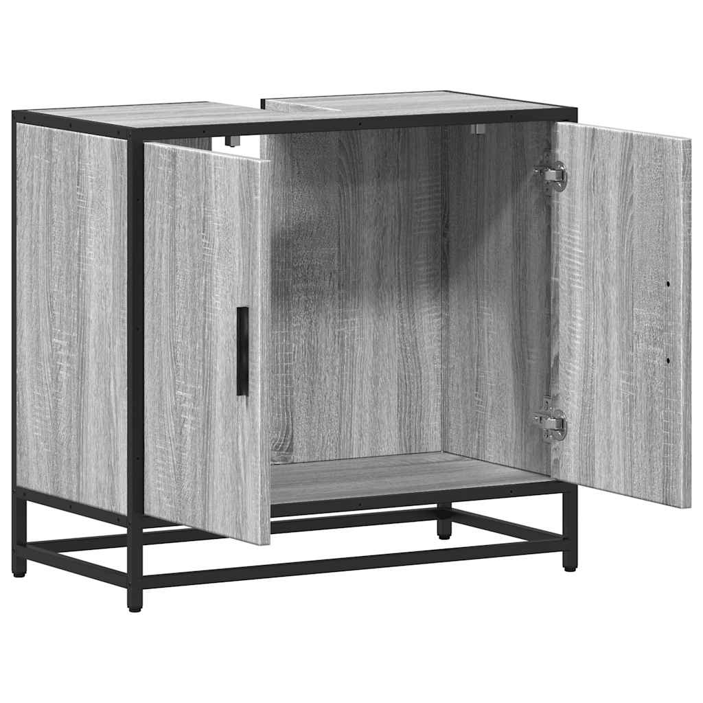 Wastafelkast 65x33x60 cm bewerkt hout grijs sonoma eikenkleurig is nu te koop bij PeponiXL, paradijselijk wonen!