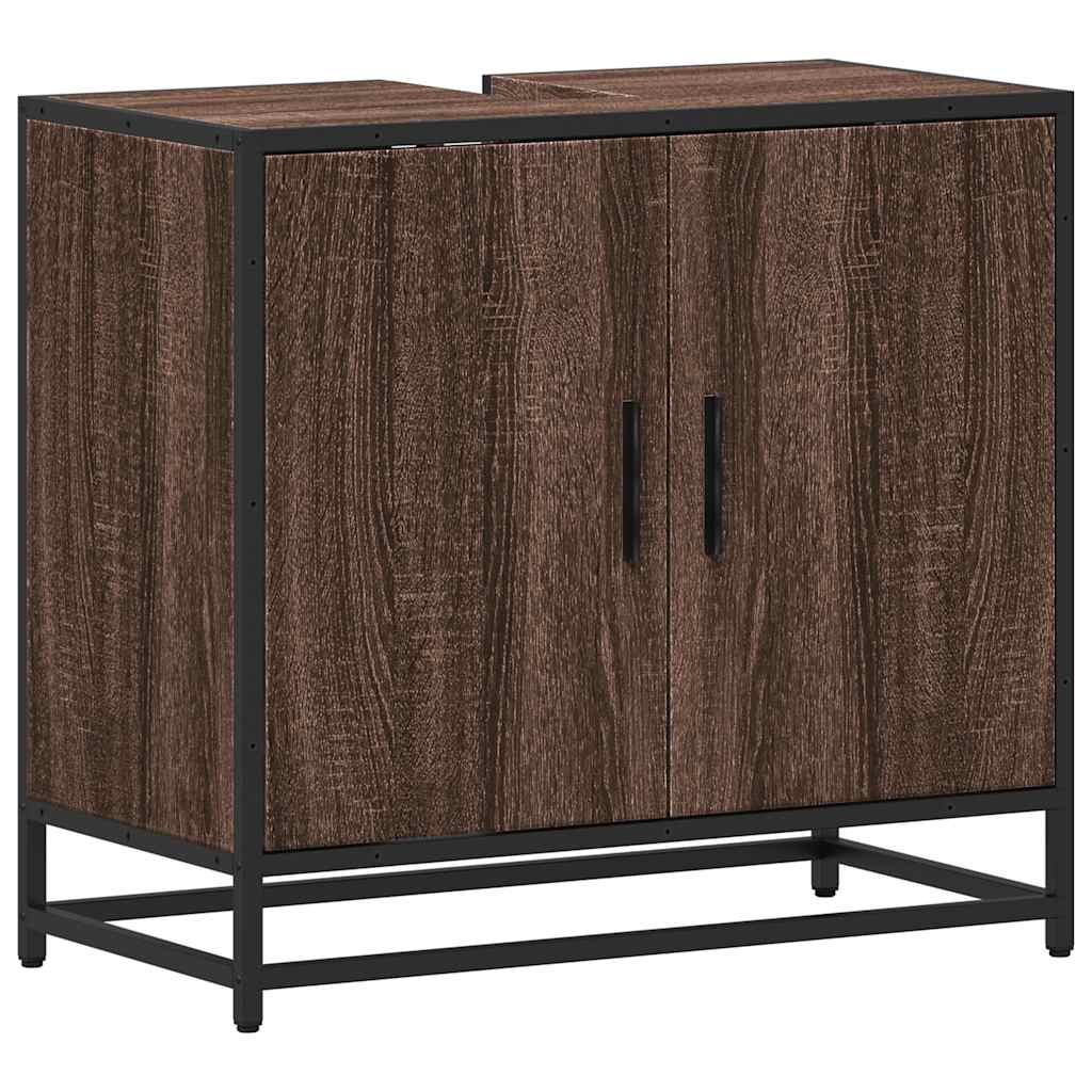 Wastafelkast 65x33x60 cm bewerkt hout bruin eikenkleur is nu te koop bij PeponiXL, paradijselijk wonen!
