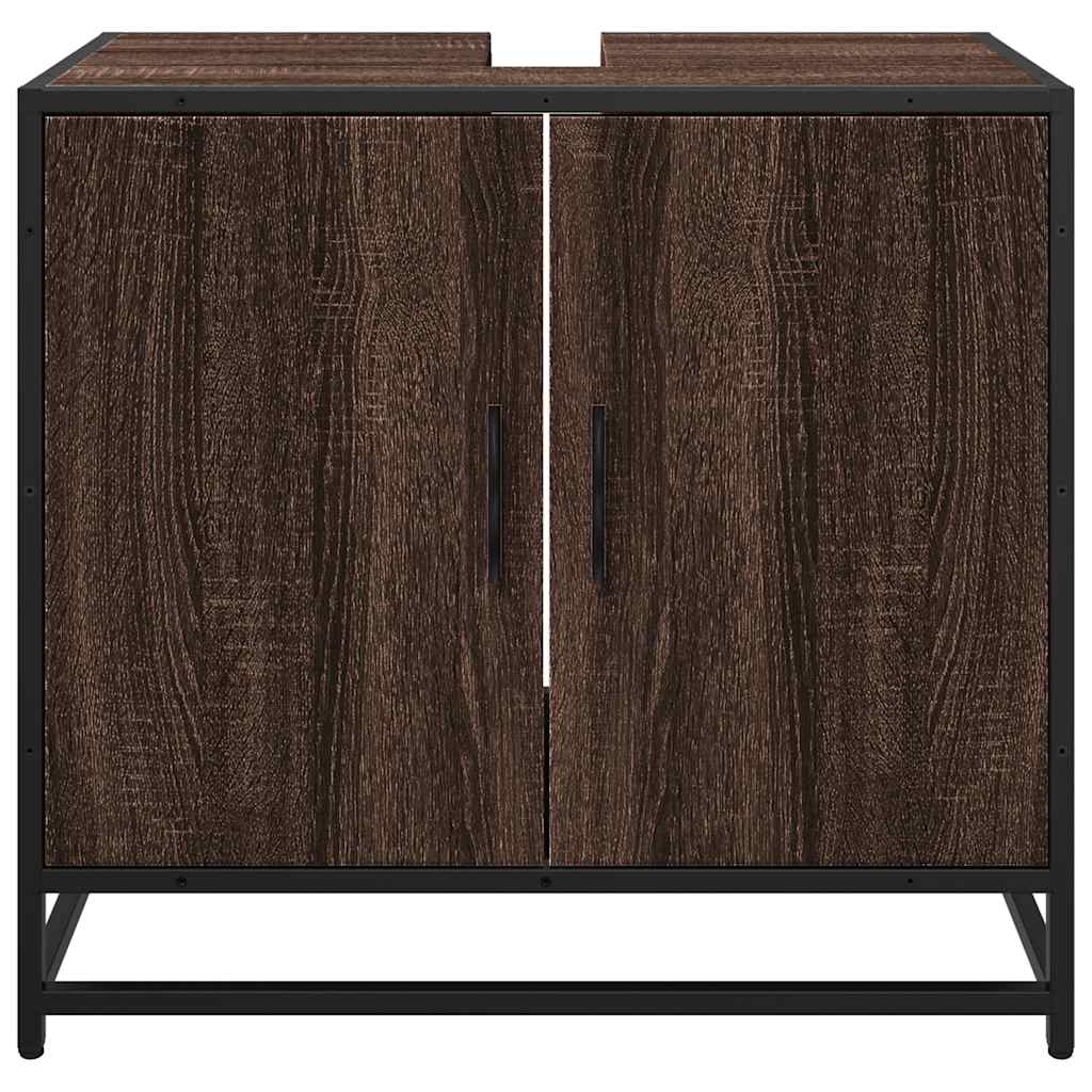 Wastafelkast 65x33x60 cm bewerkt hout bruin eikenkleur is nu te koop bij PeponiXL, paradijselijk wonen!