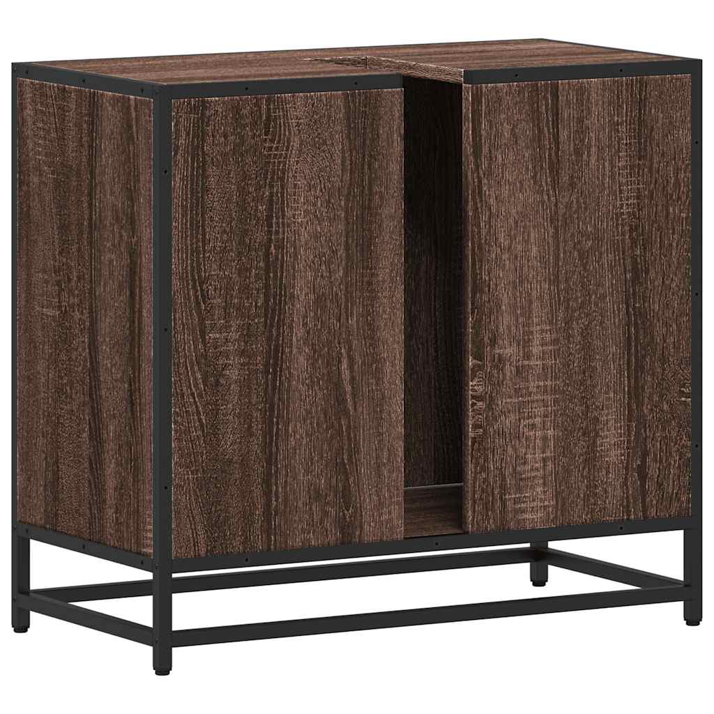 Wastafelkast 65x33x60 cm bewerkt hout bruin eikenkleur is nu te koop bij PeponiXL, paradijselijk wonen!