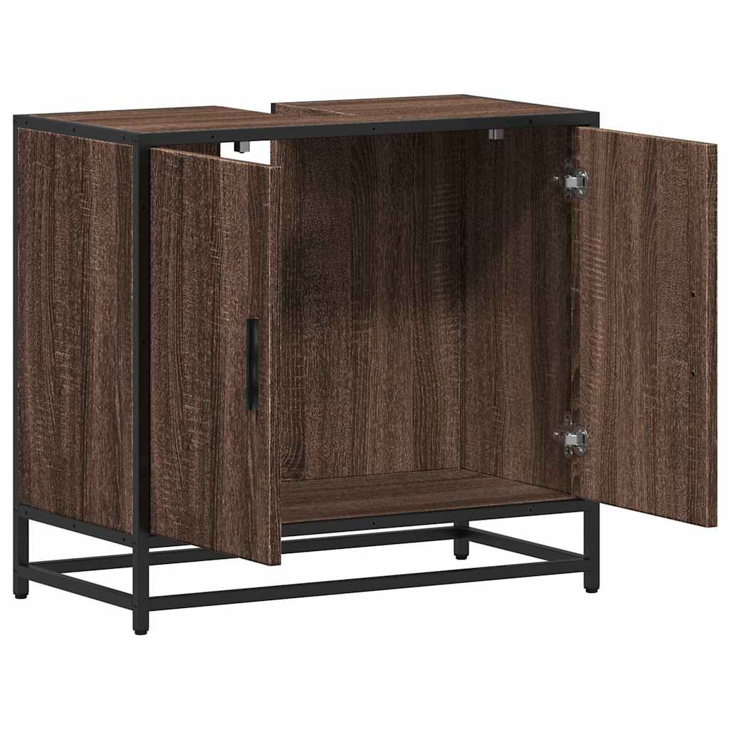 Wastafelkast 65x33x60 cm bewerkt hout bruin eikenkleur is nu te koop bij PeponiXL, paradijselijk wonen!