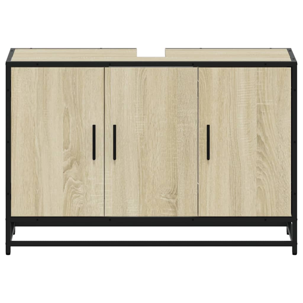Wastafelkast Sonoma eiken 90x33x60 cm bewerkt hout is nu te koop bij PeponiXL, paradijselijk wonen!