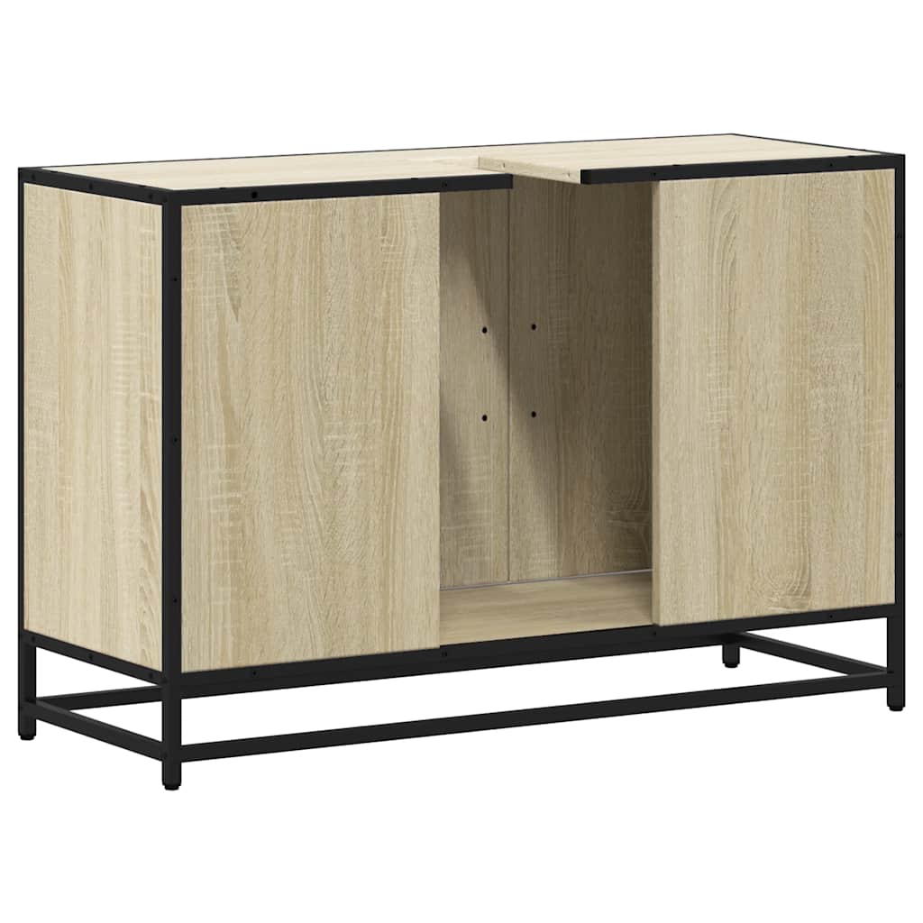 Wastafelkast Sonoma eiken 90x33x60 cm bewerkt hout is nu te koop bij PeponiXL, paradijselijk wonen!