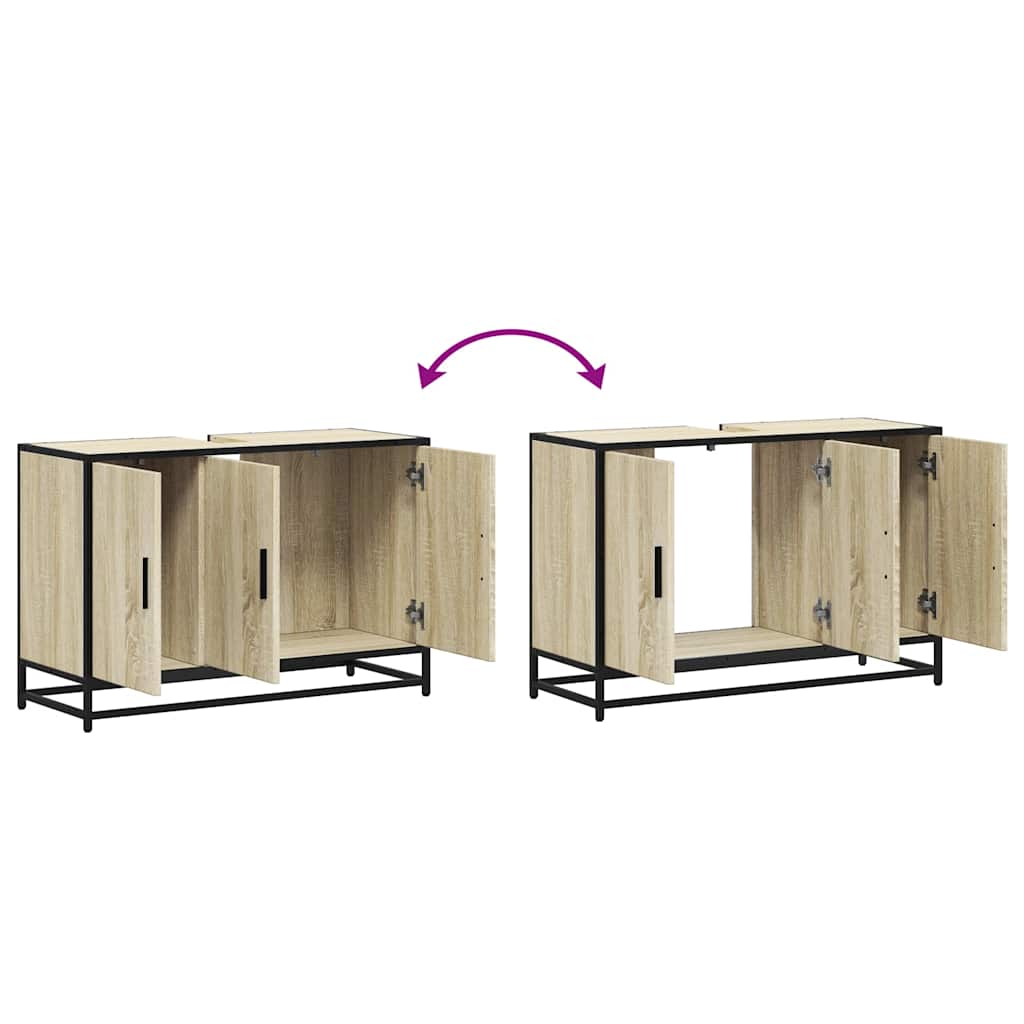 Wastafelkast Sonoma eiken 90x33x60 cm bewerkt hout is nu te koop bij PeponiXL, paradijselijk wonen!