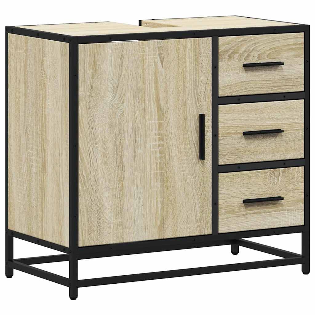 Wastafelkast 65x33x60 cm bewerkt hout sonoma eikenkleurig is nu te koop bij PeponiXL, paradijselijk wonen!