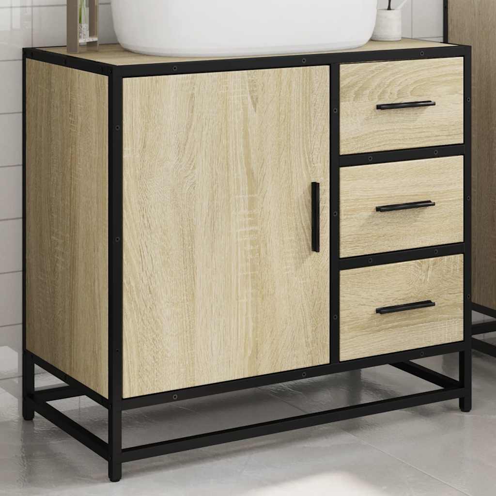 Wastafelkast 65x33x60 cm bewerkt hout sonoma eikenkleurig is nu te koop bij PeponiXL, paradijselijk wonen!