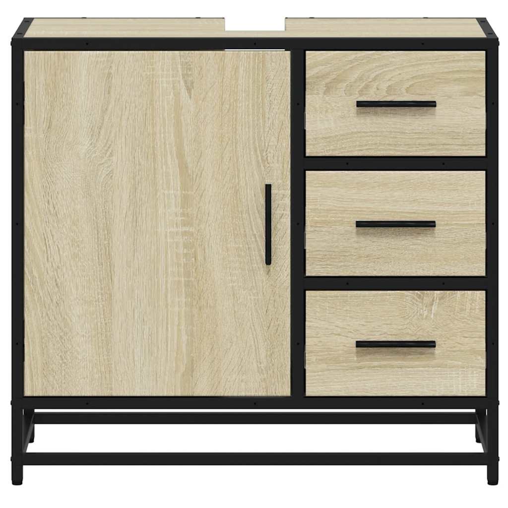 Wastafelkast 65x33x60 cm bewerkt hout sonoma eikenkleurig is nu te koop bij PeponiXL, paradijselijk wonen!