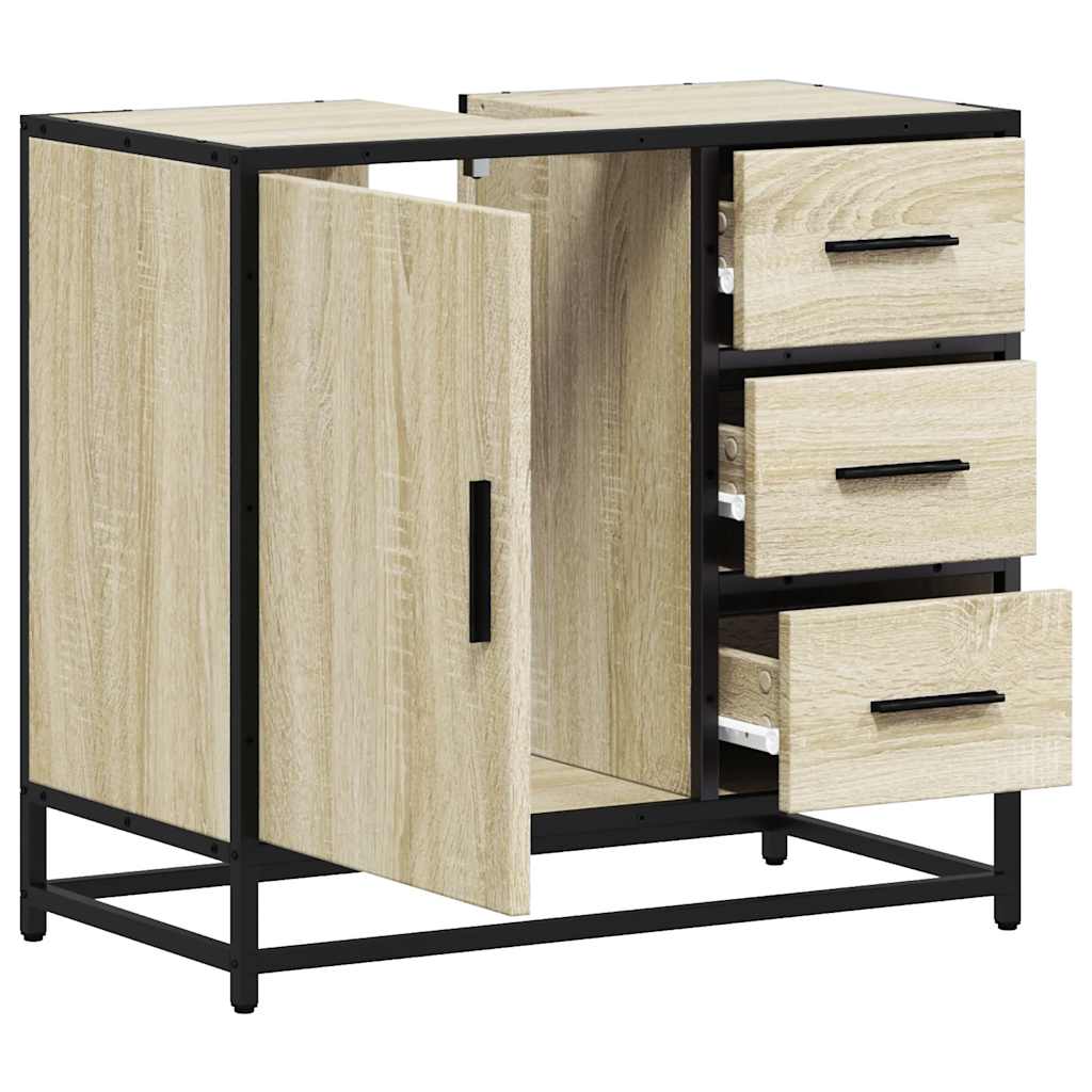Wastafelkast 65x33x60 cm bewerkt hout sonoma eikenkleurig is nu te koop bij PeponiXL, paradijselijk wonen!