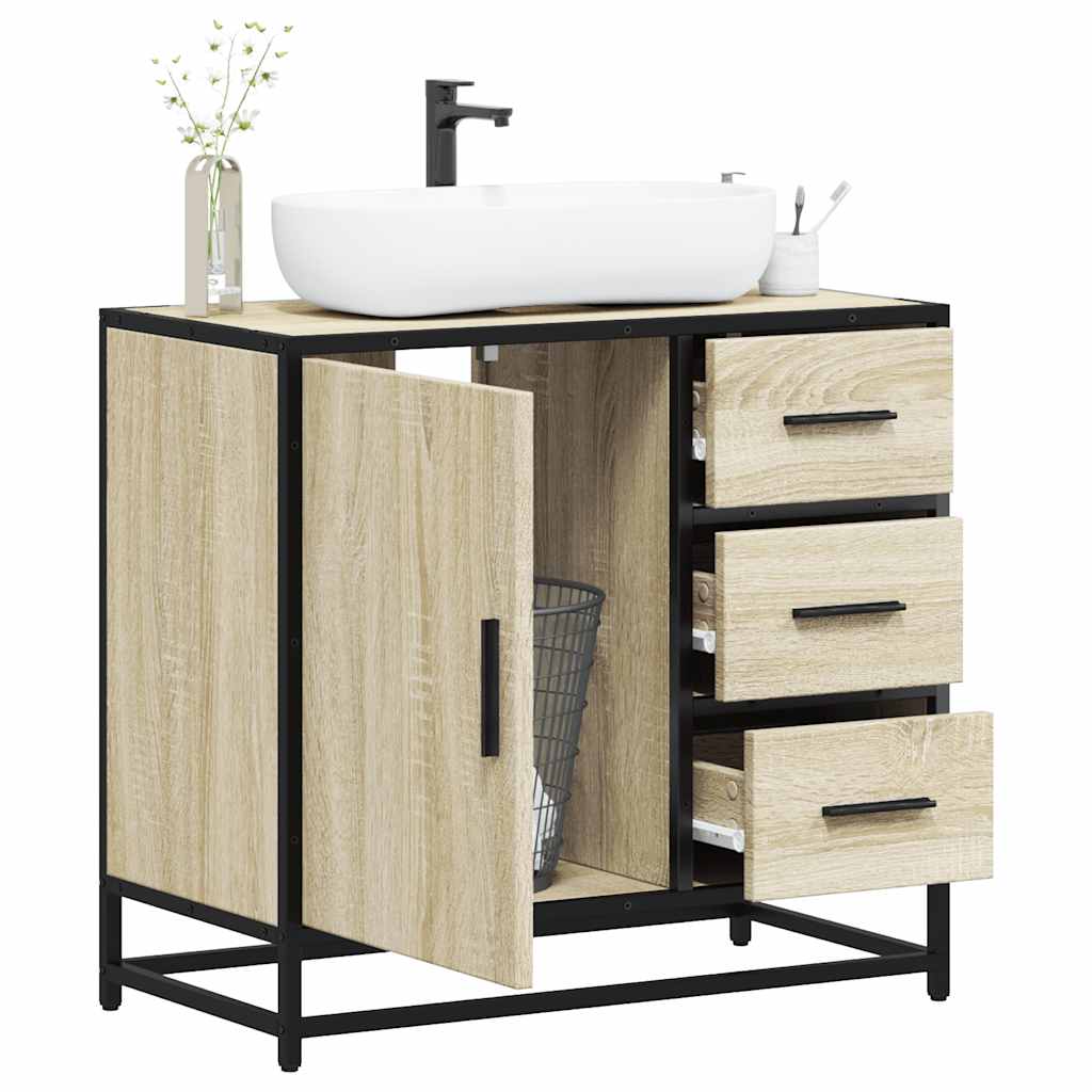 Wastafelkast 65x33x60 cm bewerkt hout sonoma eikenkleurig is nu te koop bij PeponiXL, paradijselijk wonen!