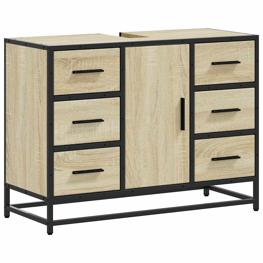 Wastafelkast 80x33x60 cm bewerkt hout sonoma eikenkleurig is nu te koop bij PeponiXL, paradijselijk wonen!