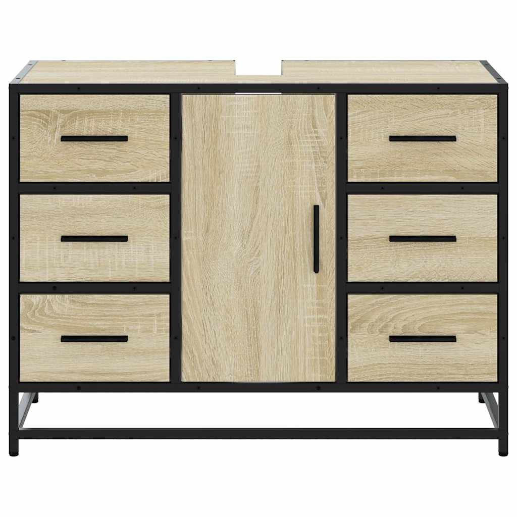 Wastafelkast 80x33x60 cm bewerkt hout sonoma eikenkleurig is nu te koop bij PeponiXL, paradijselijk wonen!