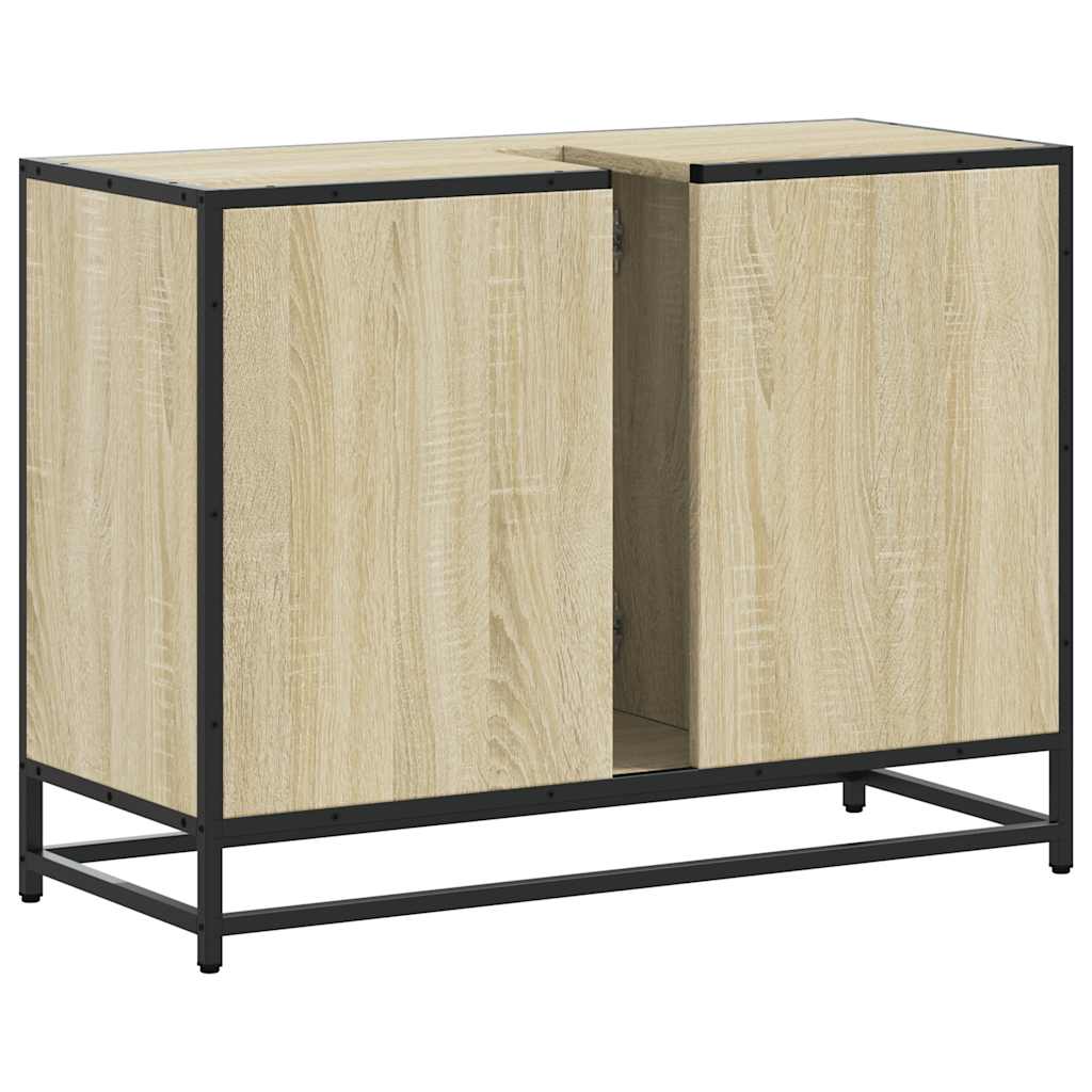 Wastafelkast 80x33x60 cm bewerkt hout sonoma eikenkleurig is nu te koop bij PeponiXL, paradijselijk wonen!