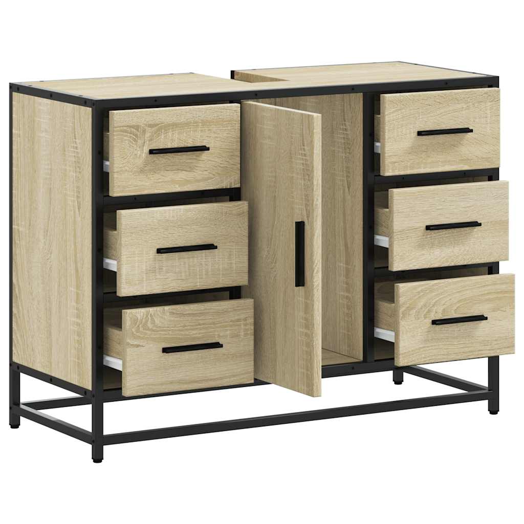 Wastafelkast 80x33x60 cm bewerkt hout sonoma eikenkleurig is nu te koop bij PeponiXL, paradijselijk wonen!