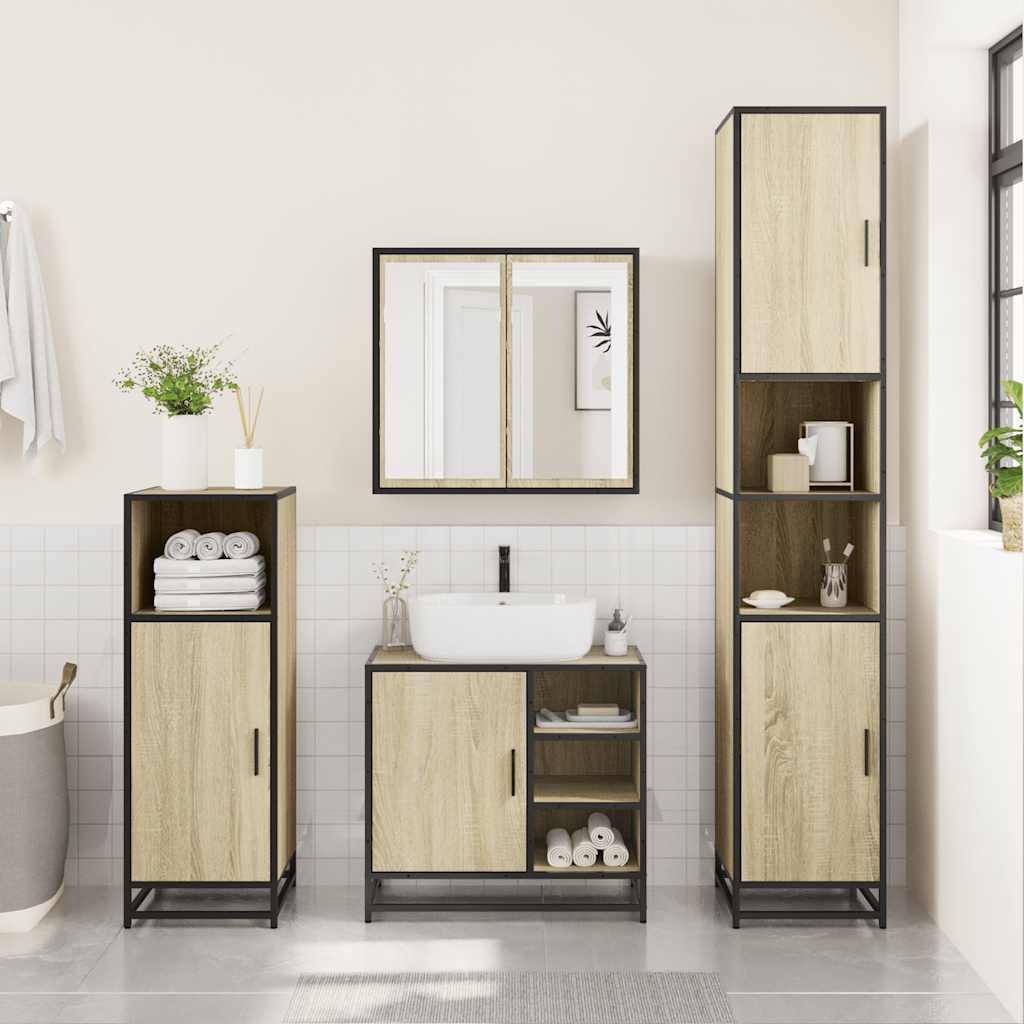 Wastafelkast Sonoma eiken 65x33x60 cm bewerkt hout is nu te koop bij PeponiXL, paradijselijk wonen!