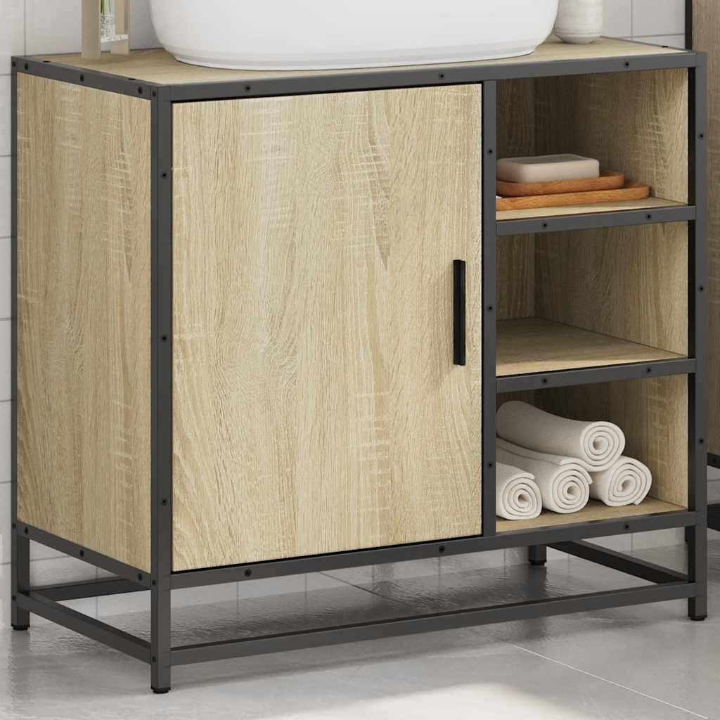 Wastafelkast Sonoma eiken 65x33x60 cm bewerkt hout is nu te koop bij PeponiXL, paradijselijk wonen!