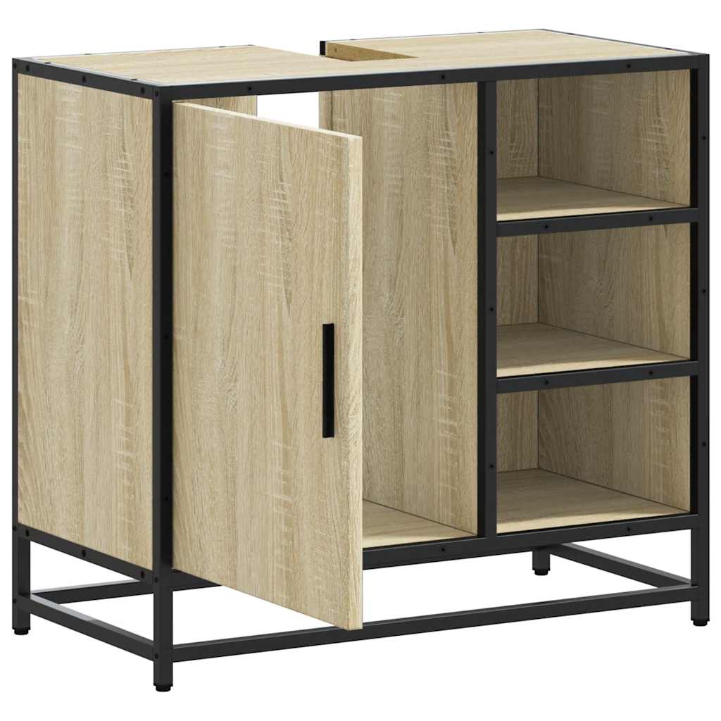 Wastafelkast Sonoma eiken 65x33x60 cm bewerkt hout is nu te koop bij PeponiXL, paradijselijk wonen!