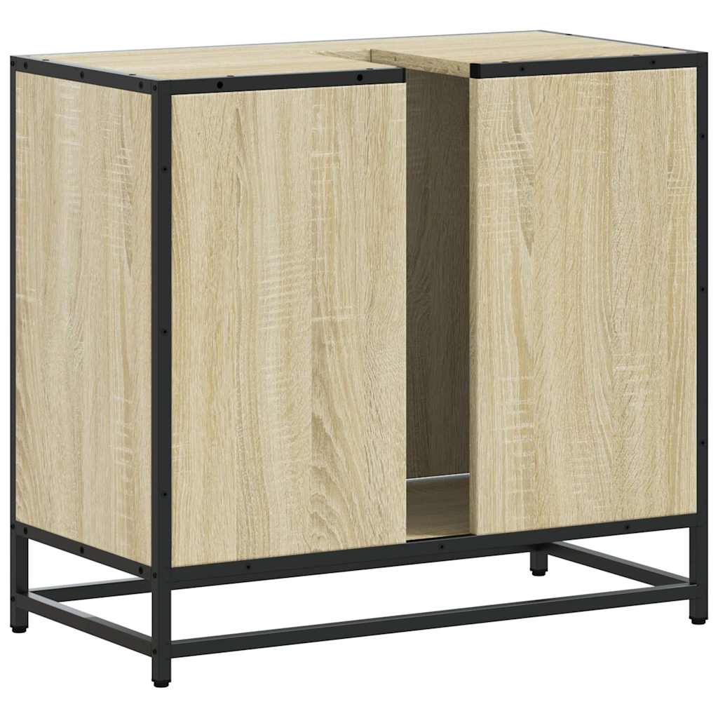 Wastafelkast Sonoma eiken 65x33x60 cm bewerkt hout is nu te koop bij PeponiXL, paradijselijk wonen!