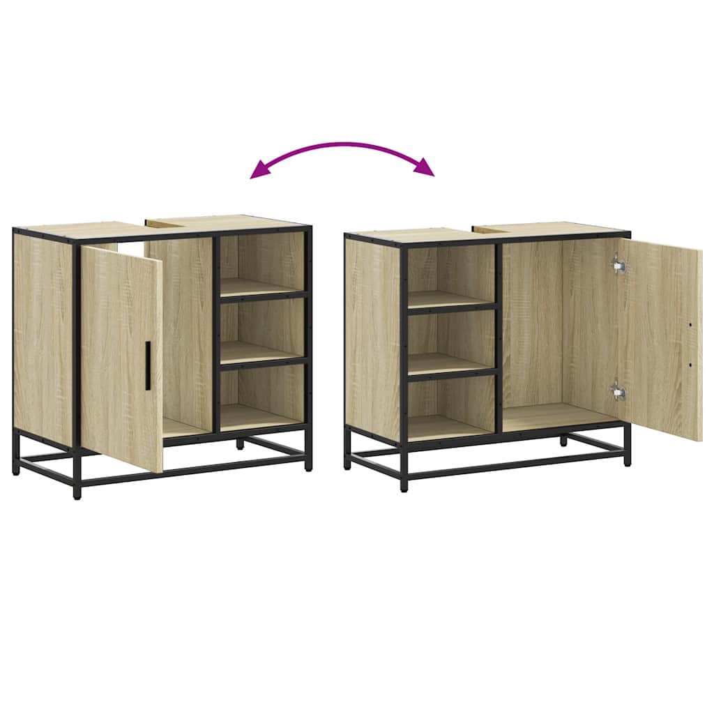 Wastafelkast Sonoma eiken 65x33x60 cm bewerkt hout is nu te koop bij PeponiXL, paradijselijk wonen!