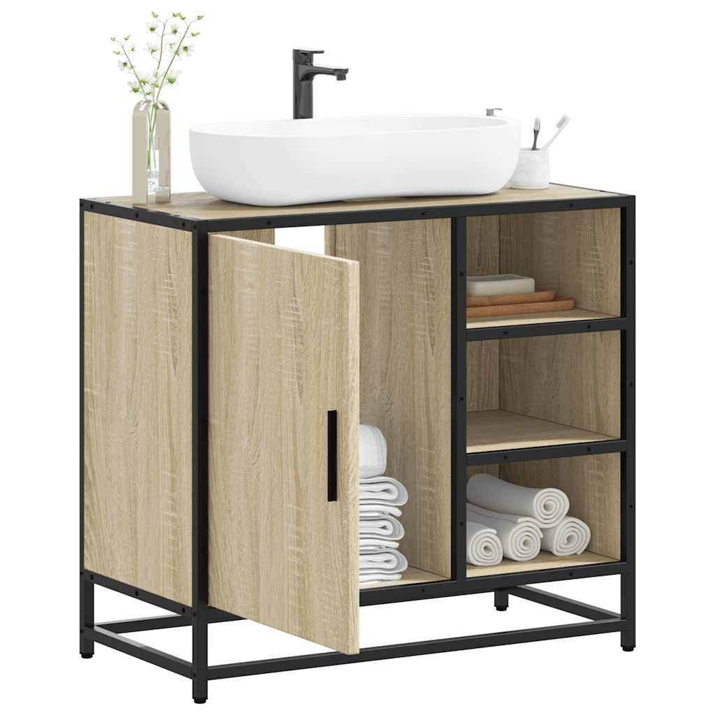 Wastafelkast Sonoma eiken 65x33x60 cm bewerkt hout is nu te koop bij PeponiXL, paradijselijk wonen!