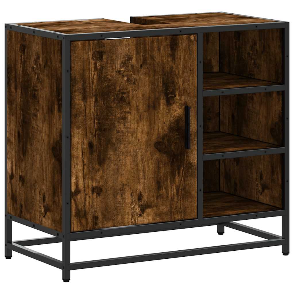 Wastafelkast 65x33x60 cm bewerkt hout gerookt eikenkleurig is nu te koop bij PeponiXL, paradijselijk wonen!