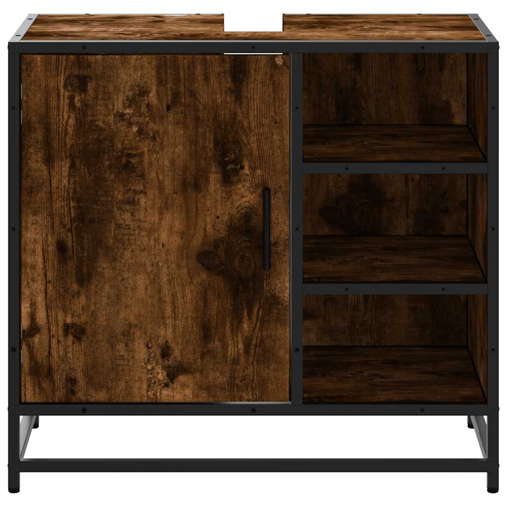 Wastafelkast 65x33x60 cm bewerkt hout gerookt eikenkleurig is nu te koop bij PeponiXL, paradijselijk wonen!