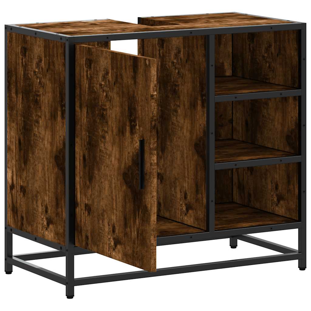Wastafelkast 65x33x60 cm bewerkt hout gerookt eikenkleurig is nu te koop bij PeponiXL, paradijselijk wonen!
