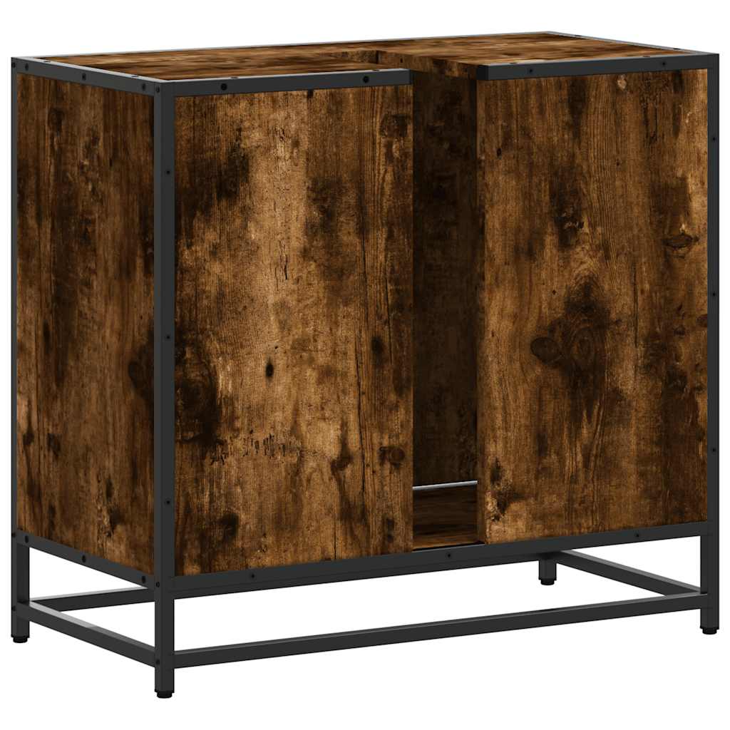 Wastafelkast 65x33x60 cm bewerkt hout gerookt eikenkleurig is nu te koop bij PeponiXL, paradijselijk wonen!