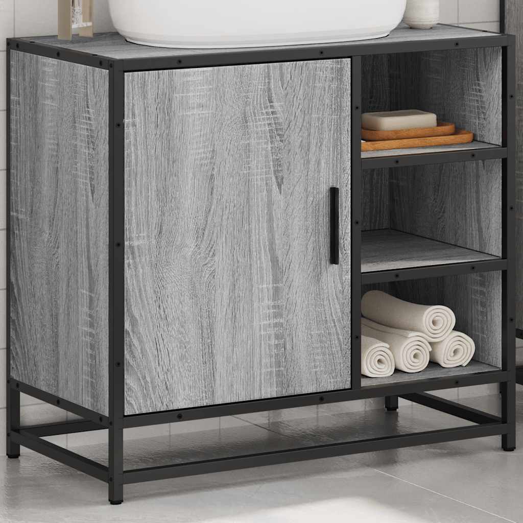 Wastafelkast 65x33x60 cm bewerkt hout grijs sonoma eikenkleurig is nu te koop bij PeponiXL, paradijselijk wonen!