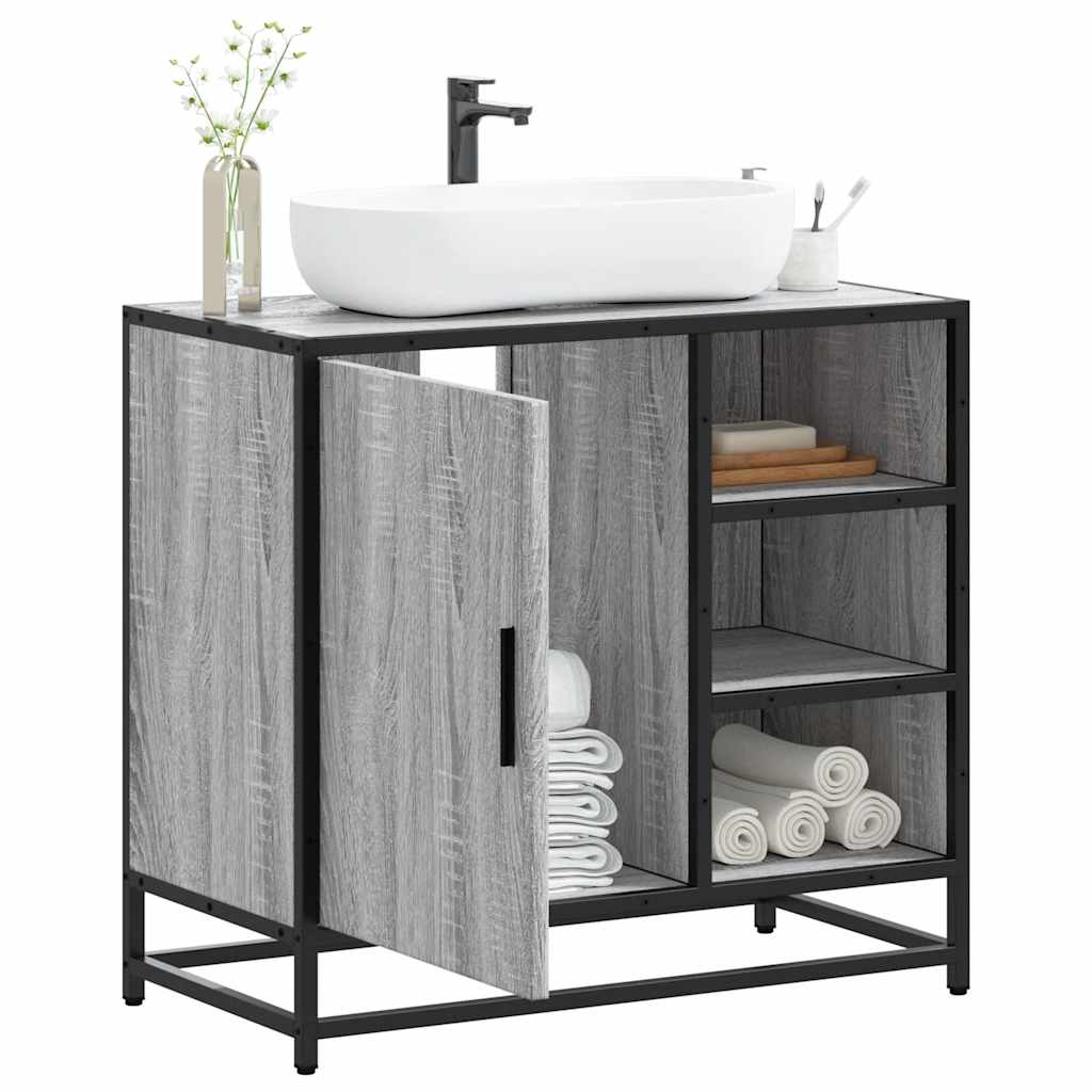 Wastafelkast 65x33x60 cm bewerkt hout grijs sonoma eikenkleurig is nu te koop bij PeponiXL, paradijselijk wonen!